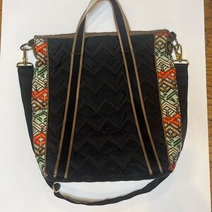 Cinda B Ravinia Black vertical tote with chevron quilt pattern removable strap.